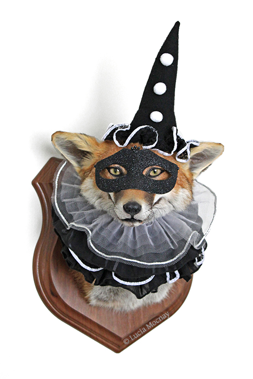 Anthropomorphic Taxidermy Fox Mime by Lucia Mocnay