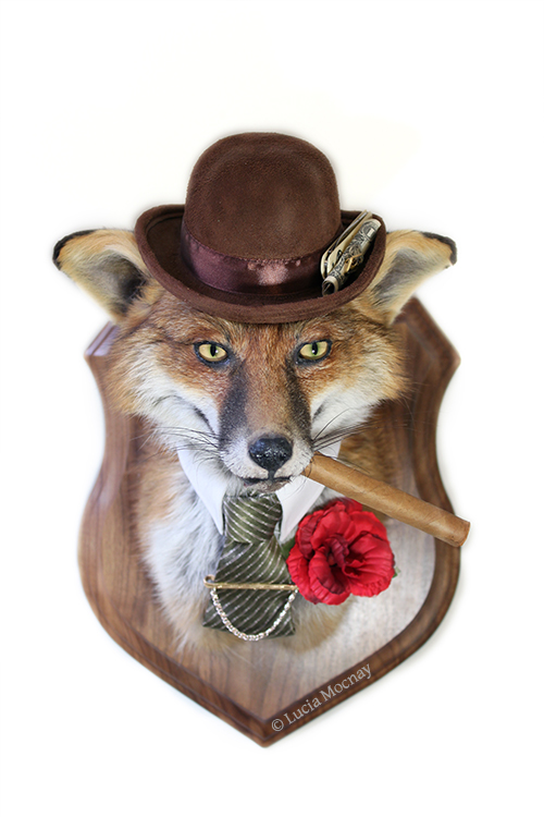 Anthropomorphic Taxidermy Art Fox Gangster by Lucia Mocnay