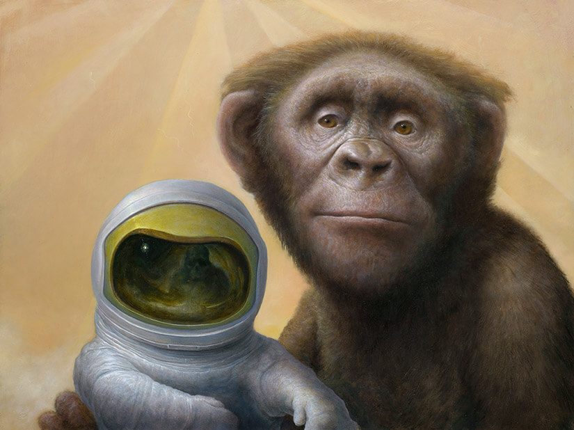 “Bonobo Astronomica” – Oil painting by Chris Leib