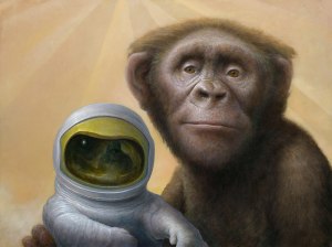“Bonobo Astronomica” – Oil painting by Chris Leib